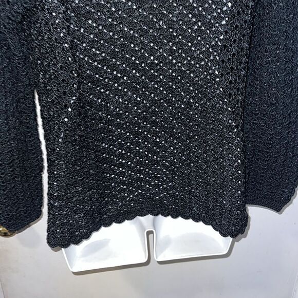 VINTAGE Black Crochet Button Up Sweater-M/L - Picture 6 of 6